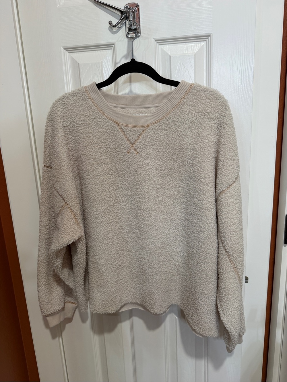 American Eagle Cozy Cream Sherpa Pullover Sweater